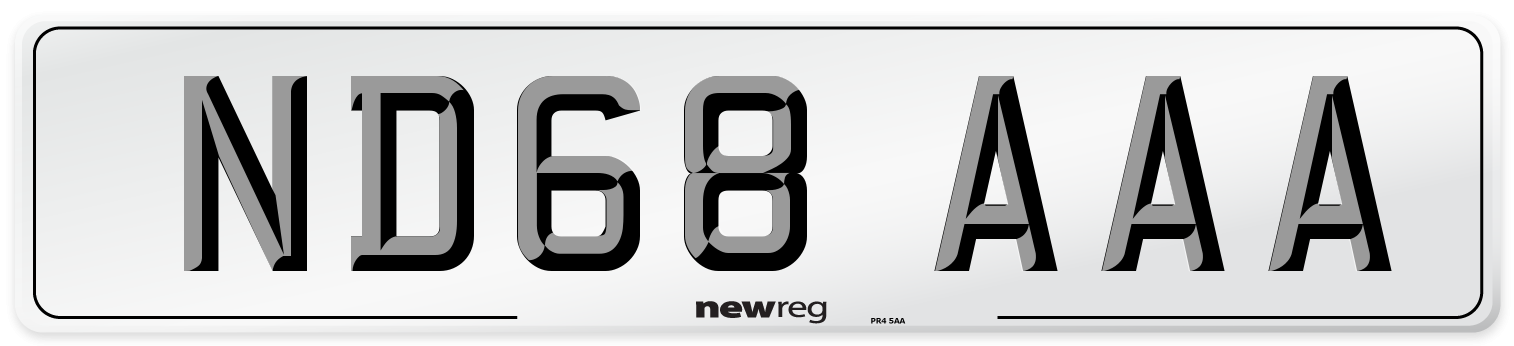 ND68 AAA Number Plate from New Reg